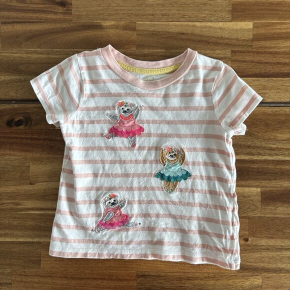 Mini Boden Appliqué Shirt Striped Ballerinas Short Sleeve Preppy 2-3 Years - Picture 1 of 13